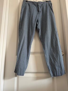 Zara Blue and White Pinstripe Casual Pants
